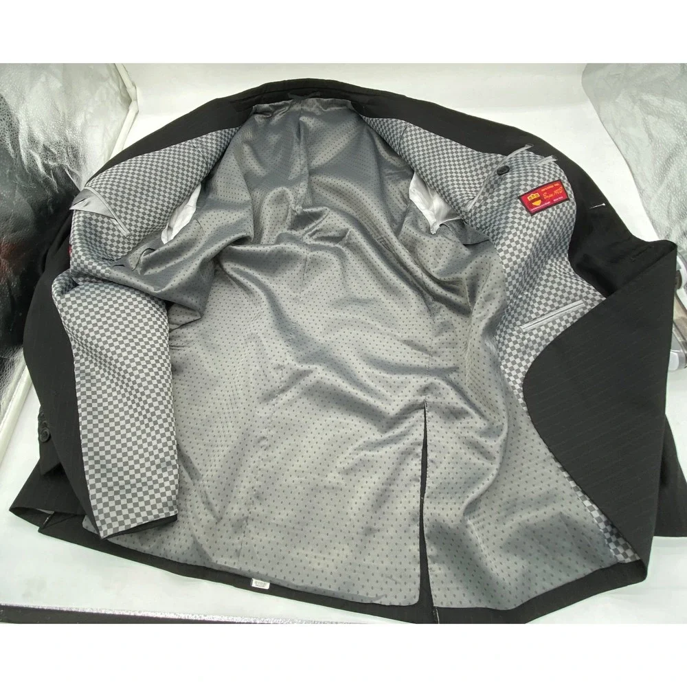 Mantoni Milan Italy Mens Suit 42R 36W Charcoal Grey Pinstripe Super 140s Wool‎